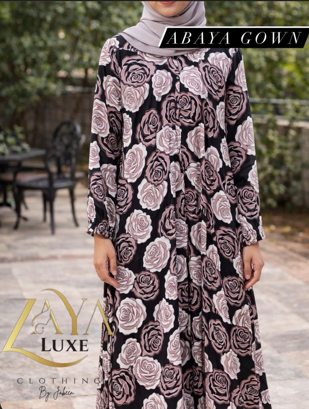 Floral abaya gown maxi