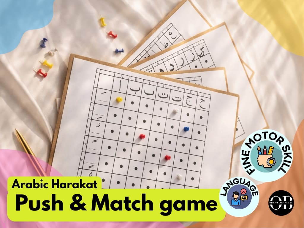 DIY KIT 02 - Arabic Harakat Push & Match Game – Learn Fathah Kasrah Dammah Fun Way