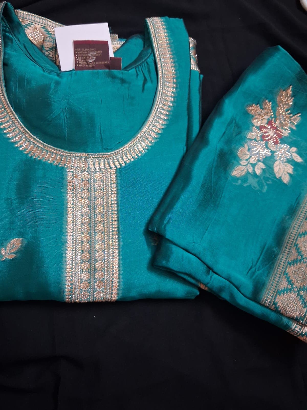 Elegant pure silk kurta with dupatta