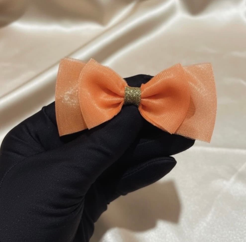 Peach Organza Bow Hair Clip