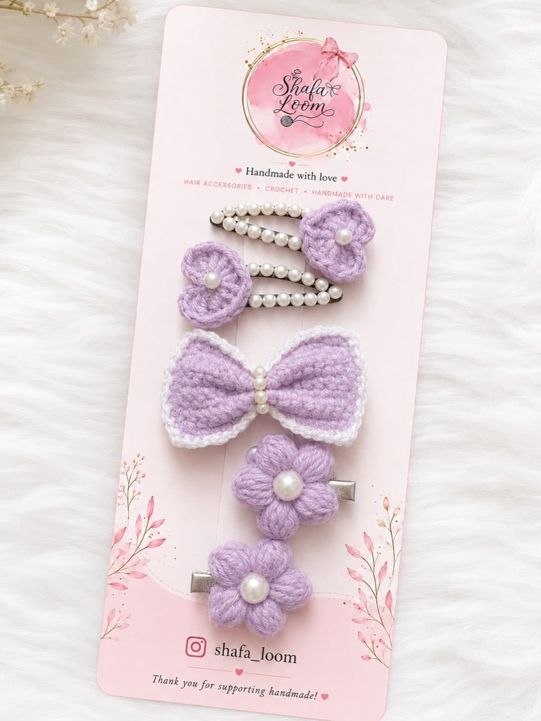 Lilac Crochet Hair Clip Set